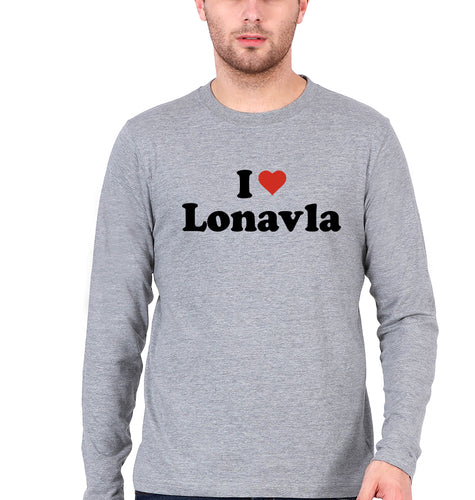I Love Lonavla Full Sleeves T-Shirt for Men-Grey Melange-Ektarfa.online