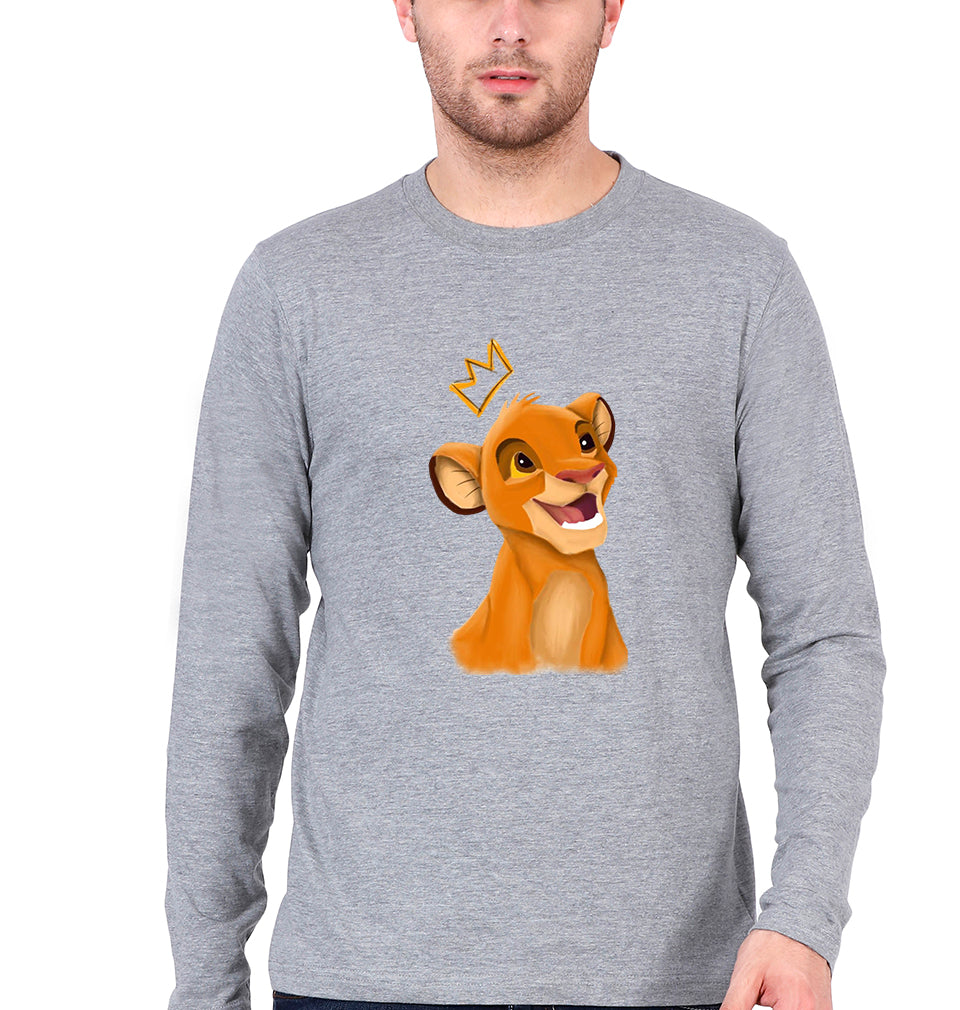 Lion King Simba Full Sleeves T-Shirt for Men-Grey Melange-Ektarfa.online