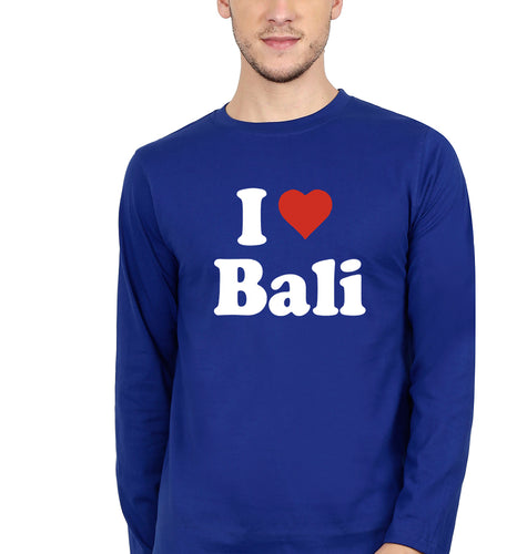 I Love Bali Full Sleeves T-Shirt for Men-Royal Blue-Ektarfa.online
