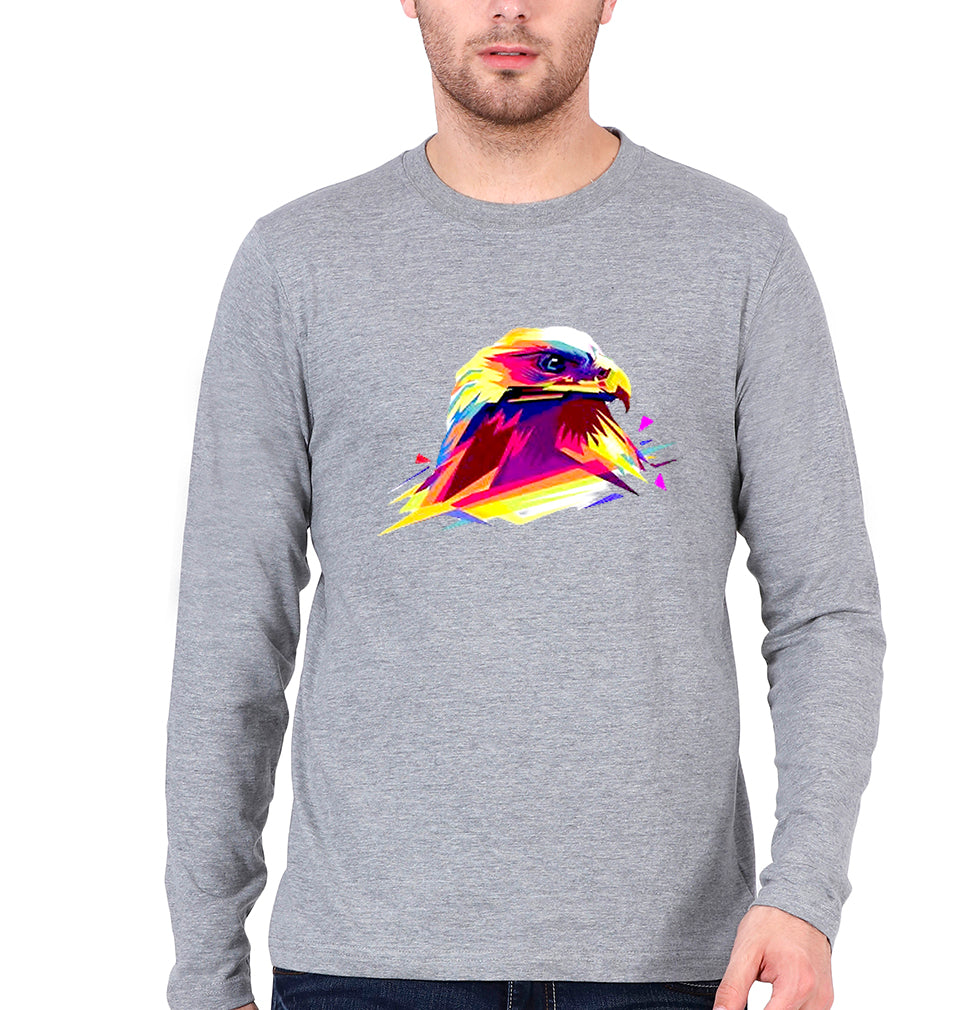 Eagle Full Sleeves T-Shirt for Men-Grey Melange-Ektarfa.online