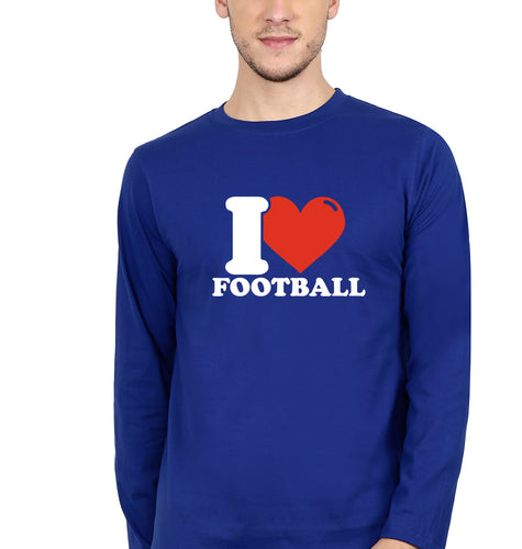 I Love Football T Full Sleeves T-Shirt for Men-Royal Blue-Ektarfa.online