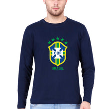 Load image into Gallery viewer, Brazil Football Full Sleeves T-Shirt for Men-Navy Blue-Ektarfa.online
