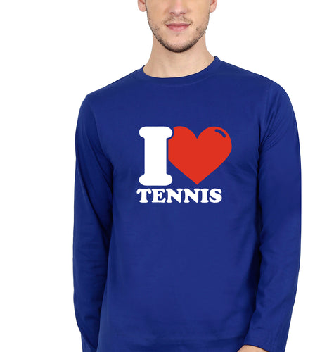 I Love Tennis T Full Sleeves T-Shirt for Men-Royal Blue-Ektarfa.online