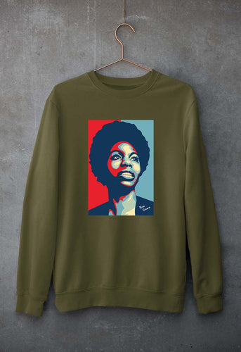 Nina Simone Unisex Sweatshirt for Men/Women-Olive Green-Ektarfa.online