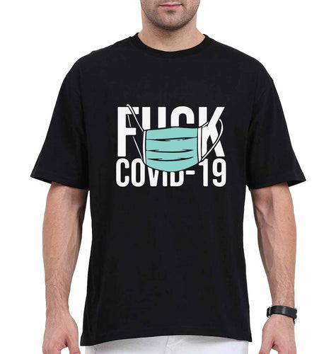Fuck Covid Oversized T-Shirt for Men-Black-Ektarfa.online