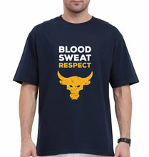 Load image into Gallery viewer, Blood Sweat Respect Gym Oversized T-Shirt for Men-Navy Blue-Ektarfa.online
