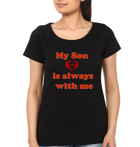 My son is always with me Half Sleeves T-Shirt for WomenBlack-Ektarfa.co.in