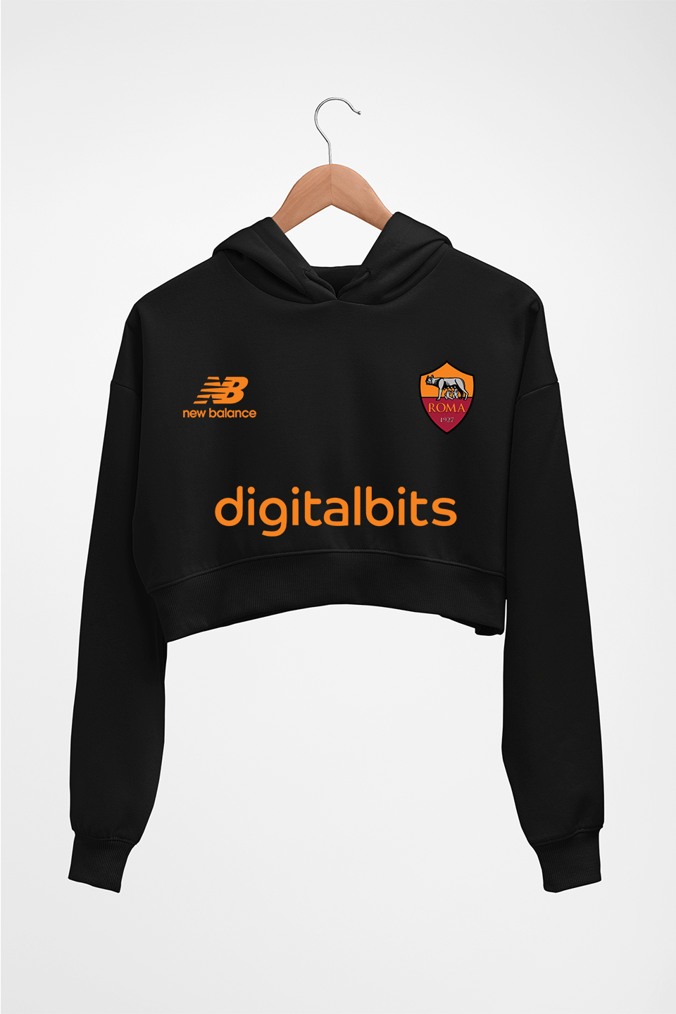 A.S. Roma 2021-22 Crop HOODIE FOR WOMEN-Black-Ektarfa.online