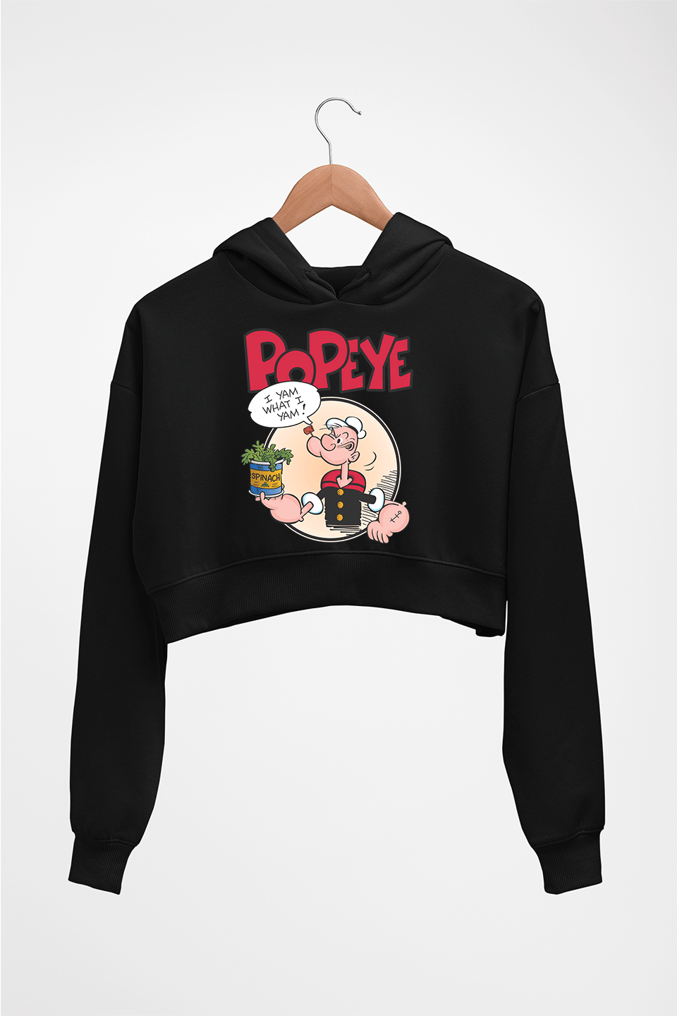 Popeye Crop HOODIE FOR WOMEN-Black-Ektarfa.online