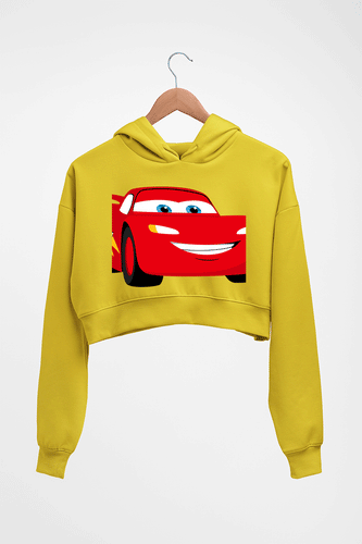 Lightning McQueen Crop HOODIE FOR WOMEN-Mustard Yellow-Ektarfa.online