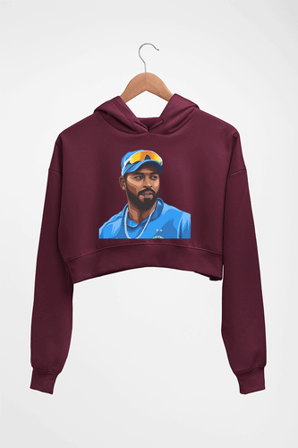 Hardik Pandya Crop HOODIE FOR WOMEN-Maroon-Ektarfa.online