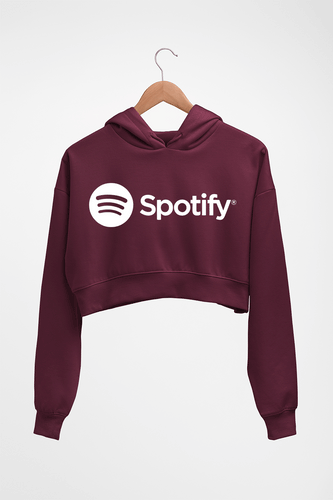Spotify Crop HOODIE FOR WOMEN-Maroon-Ektarfa.online