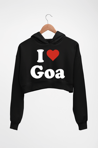 I Love Goa Crop HOODIE FOR WOMEN-Black-Ektarfa.online