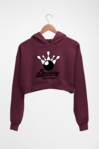 Bowling Champion Crop HOODIE FOR WOMEN-Maroon-Ektarfa.online