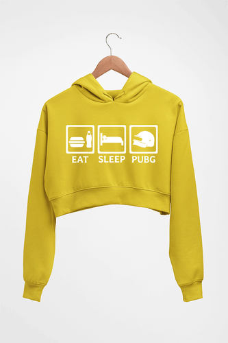 PUBG Eat Sleep Pubg Crop HOODIE FOR WOMEN-Mustard yellow-Ektarfa.online