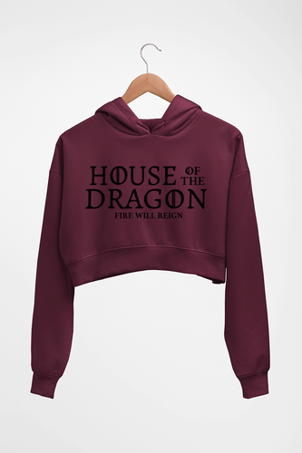House of the Dragon (GOT) Crop HOODIE FOR WOMEN-Maroon-Ektarfa.online
