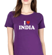 Load image into Gallery viewer, I Love India T-Shirt for Women-Purple-Ektarfa.online
