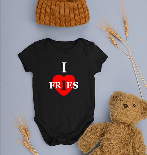 I Love Fries Kids Romper For Baby Boy/Girl-0-5 Months(18 Inches)-Black-Ektarfa.online