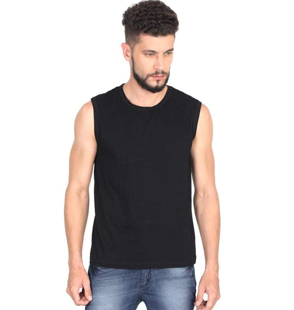 Ektarfa Garments Men Plain T-Shirts & Hoodies Plain Black Sleeveless T-Shirt