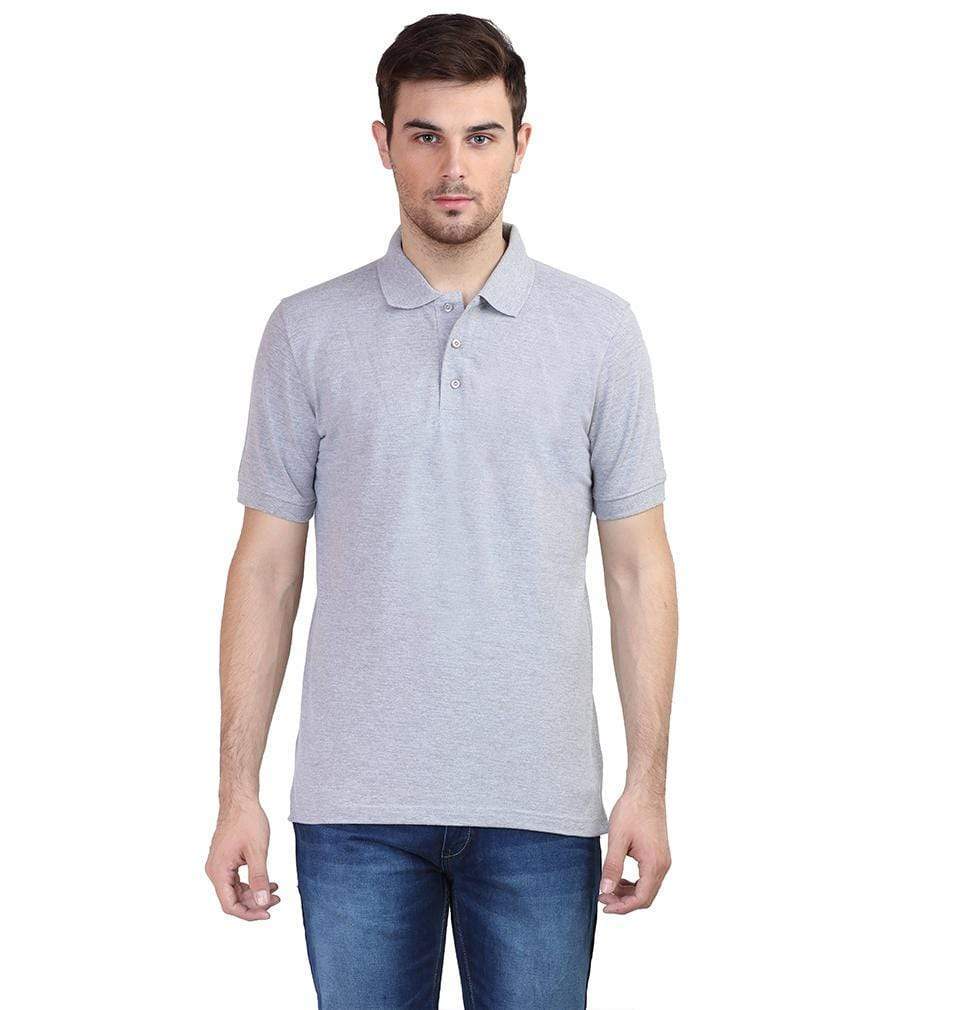Ektarfa Garments Men Plain T-Shirts & Hoodies Plain Grey Melange Polo T-Shirt