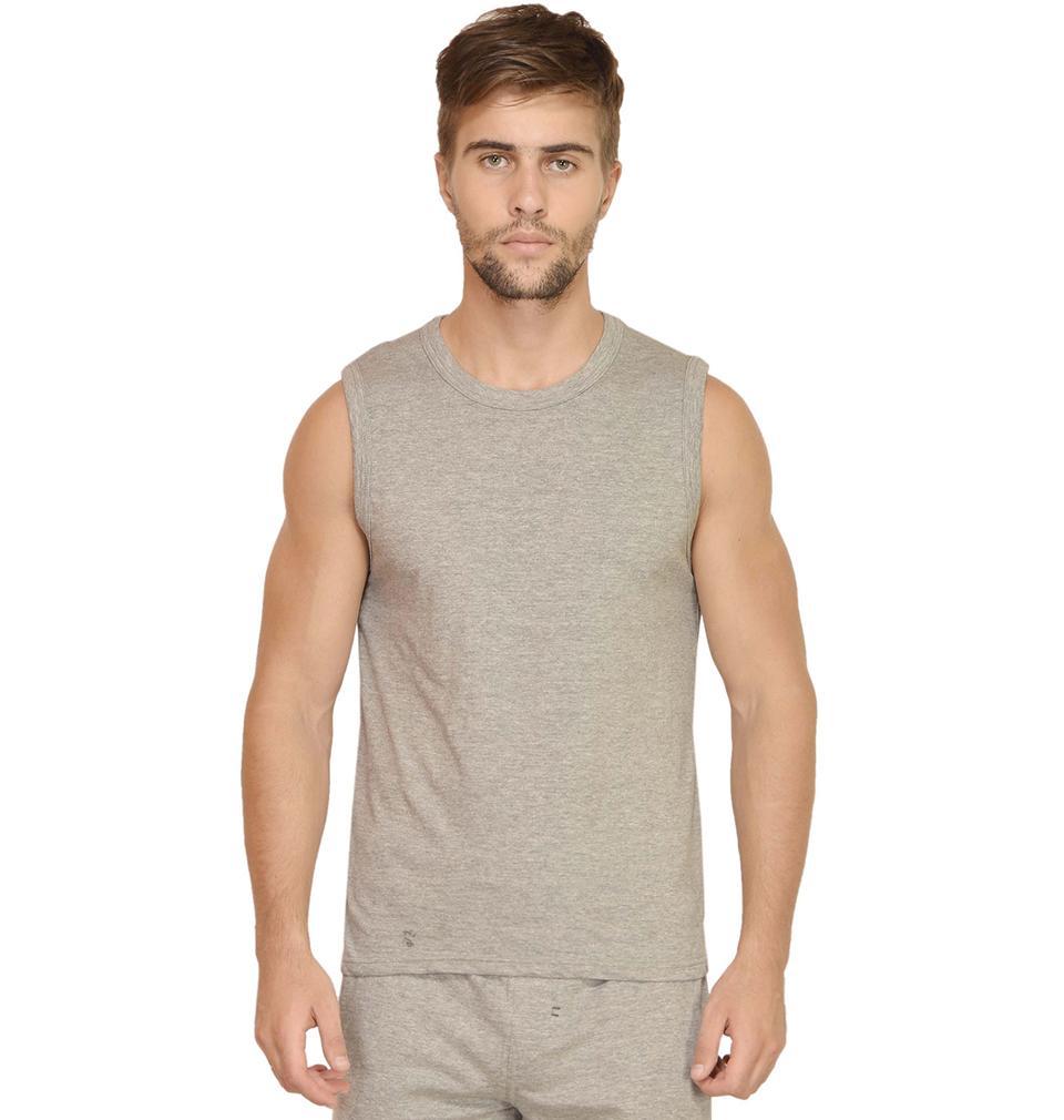 Ektarfa Garments Men Plain T-Shirts & Hoodies Plain Grey Melange Sleeveless T-Shirt