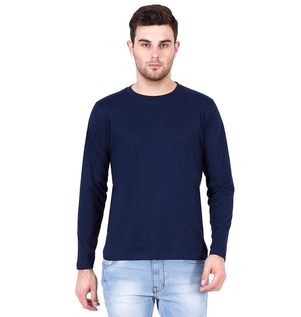 Ektarfa Garments Men Plain T-Shirts & Hoodies Plain Navy Blue Full Sleeves T-Shirt